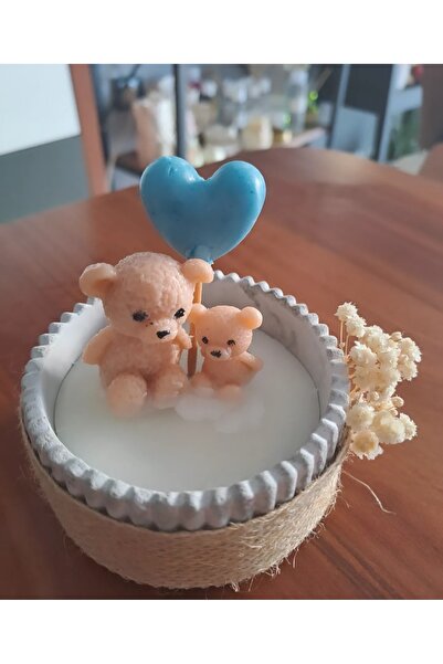 EL YAPIMI 20 adet el yapım süslemeli kasede ayıcıklı mumlar,Doğum,Doğum Günü ...