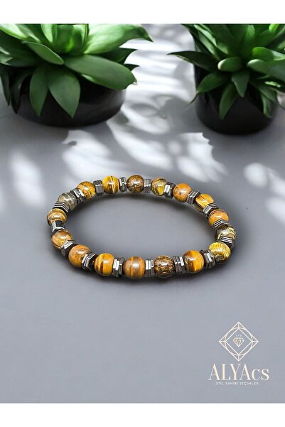 alyacs Turtle Eye Natural Stone Bracelet (Tiger Eye)