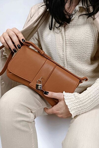 Glemix Asymmetric Tan Skin Trendy Women's Shoulder Bag - With Front Lock Acce...