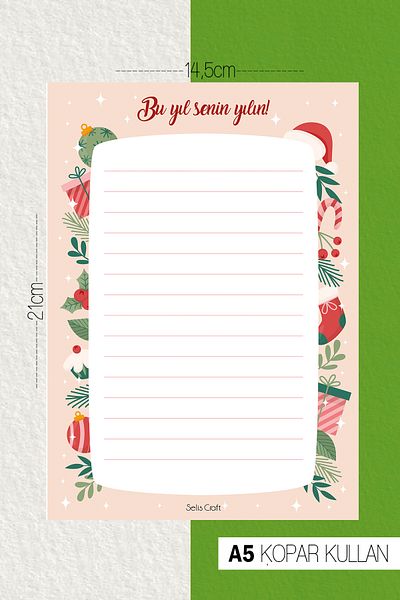 SelisCraft Bloc de note cu dungi de Anul Nou 06 Planificator zilnic, caiet, listă de activități, bloc de note, agenda