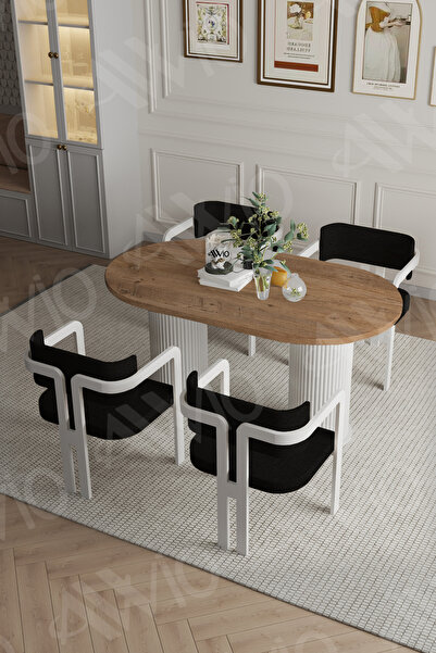 AVVİO Caren Bohem Ayak 4'lü Tokyo Metal Demonte Sandalye 80x140 Masa Sandalye...