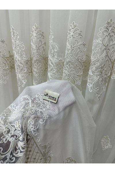 NİVEMESHOME Nivemeshome Linen 2772 - 1/3 Thin Pleated Tulle Curtain