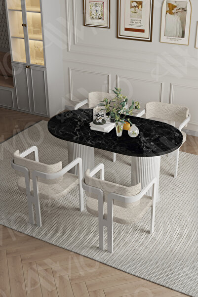 AVVİO Pruva Bohem Ayak 4'lü Tokyo Metal Demonte Sandalye 80x140 Masa Sandalye...