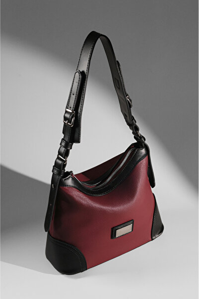 Rimense Women's Burgundy Adjustable Strap Lined Hand and Shoulder Bag