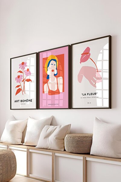 Postifull Set de picturi cu cadru, 3 bucăți cadru negru și set de postere cu ...