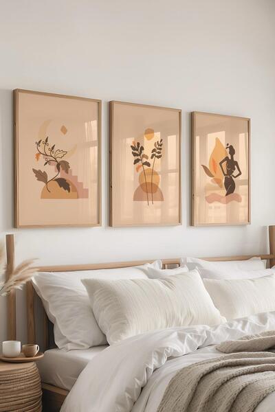 Postifull Set de pictură cu cadru, 3 bucăți de cadru din lemn și set de poste...