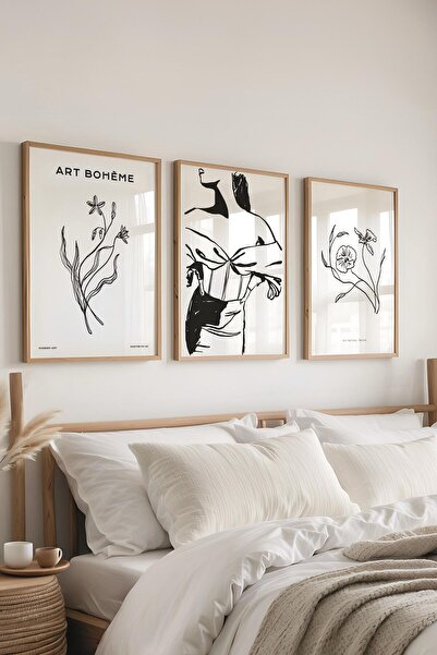 Postifull Set de pictură înrămată, 3 bucăți de rame din lemn și set de poster...