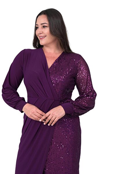 Moda Amore Rochie de seară cu decolteu dublu, lungime midi, mărime mare - cu ...