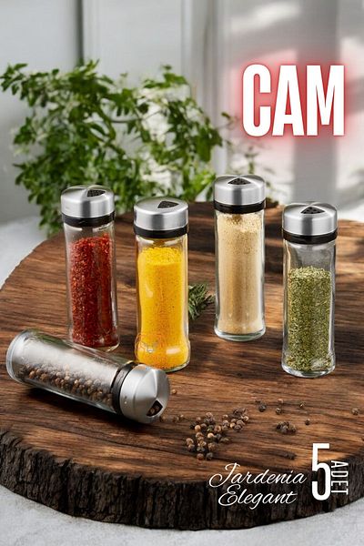 Transformacion 5 Pieces Jardenia Elegant Glass Salt Shaker Spice Rack - 720873