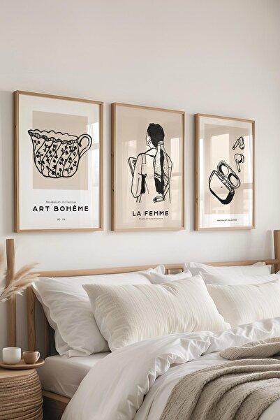 Postifull Set de pictură cu cadru, 3 bucăți de cadru din lemn și set de poste...