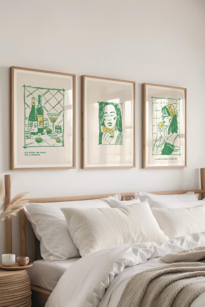 Postifull Set de picturi cu rame, 3 bucăți de rame din lemn și set de postere...