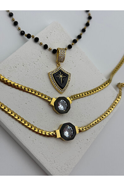 Inure Jewelry SERENAY EZME ZİNCİRLİ & ÇAĞLA MODEL BONCUK ZİNCİR 316L ÇELİK (K...