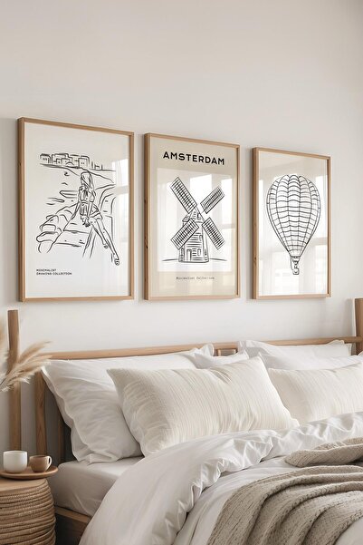 Postifull Set de pictură cu cadru, 3 bucăți de cadru din lemn și set de poste...