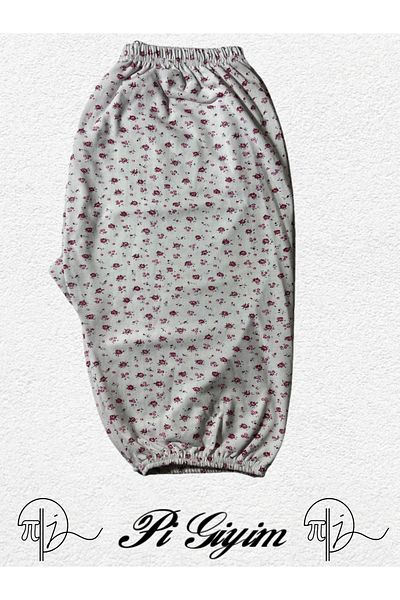 Pi Giyim Women's Winter Mother Patterned Knee Length Elastic Waist Combed Cotton Sleepwear Bottoms