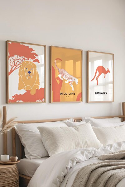 Postifull Set de pictură înrămată, 3 bucăți de rame din lemn și set de poster...