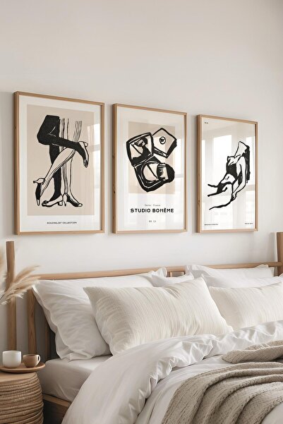 Postifull Set de pictură cu rame, 3 bucăți de rame din lemn și set de postere...