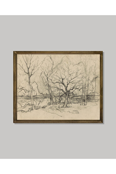 Vetro Design Pictură în creion de copaci înrămate într-un cadru