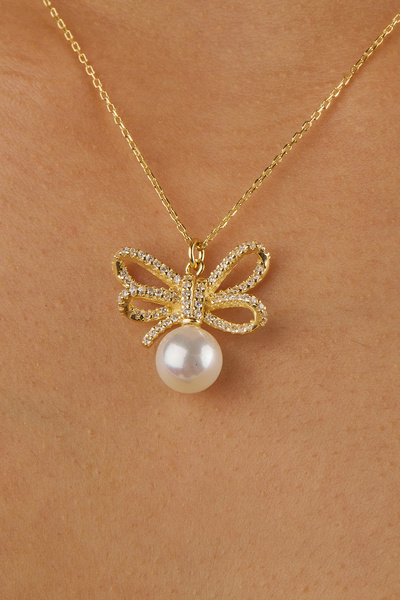 Joy of Jade Kurdele Kolye (Ribbon) 1 mikron 18 Ayar Altın Kaplama (925 Ayar G...