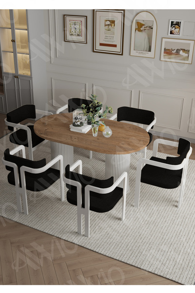 AVVİO Romeo Bohem Ayak 6'lı Tokyo Metal Demonte Sandalye 80x160 Masa Sandalye...