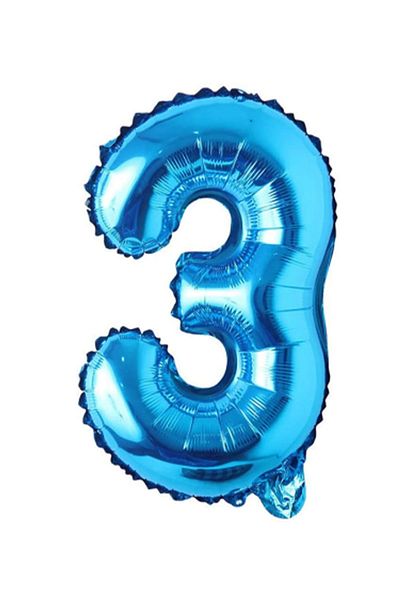 PARTİAVM Astronaut Rocket Space Themed 3 Years Old Blue Number Balloon Set