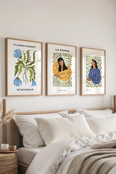 Postifull Set de picturi cu rama, 3 bucăți de rame din lemn și set de postere...