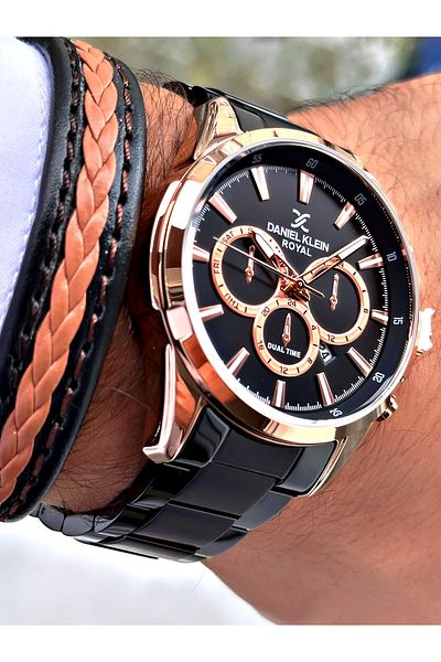 Daniel Klein Brand Rose Black Color Men's Wristwatch - Bracelet Gift