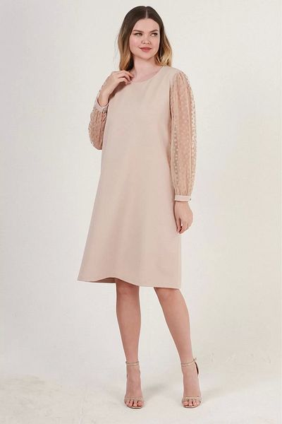 rapellin Comfortable Form Plus Size Dress 1786-beige
