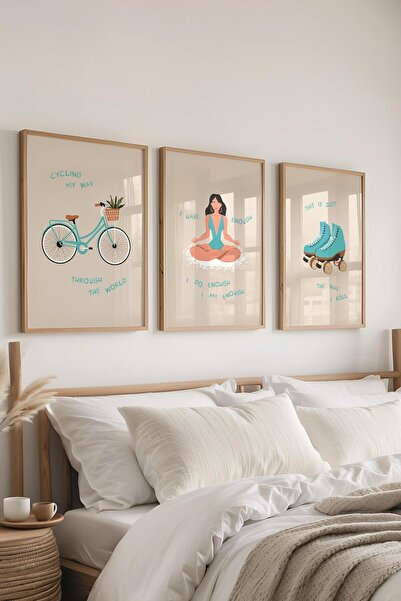 Postifull Set de pictură cu cadru, 3 bucăți de cadru din lemn și set de poste...