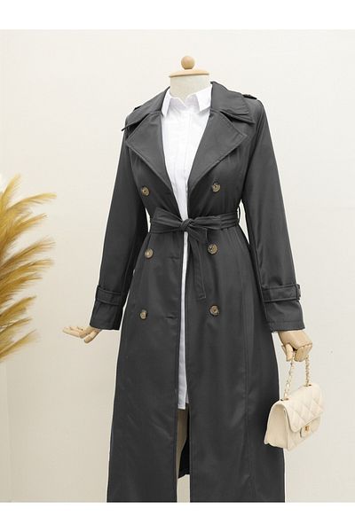 Modamorfo Geräucherter Trenchcoat mit Innenfutter und Gürtel