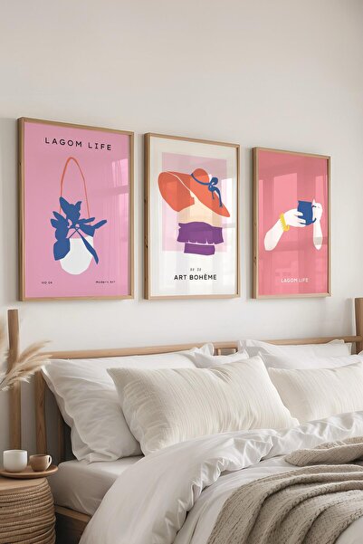 Postifull Set de pictură cu rame, 3 bucăți de rame din lemn și set de postere...