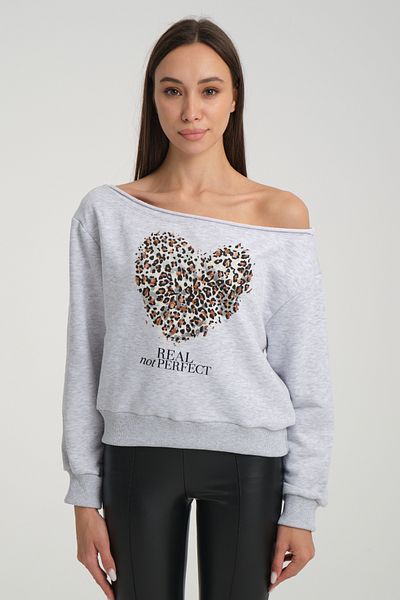jöns since 1997 Women's Boat Neck Leopard Printed Short Seasonal Sweatshirt