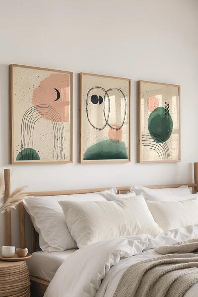 Postifull Set de picturi cu rame, 3 bucăți de rame din lemn și set de postere...