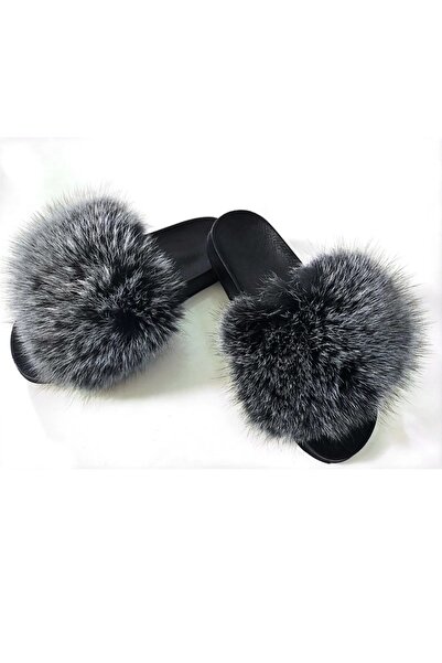 YEŞİL Γνήσιες Παντόφλες με Δερμάτινη Γούνα