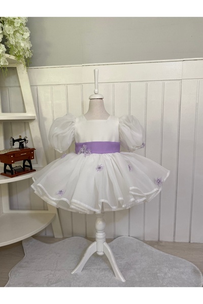 HOBİ Puffy Bubble Sleeve Flower Girl's Dress - Special Occasion Dress