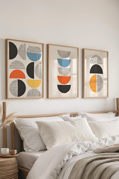 Postifull Set uokvirenih slika, 3 komada drvenih okvira i set plakata sa geom...