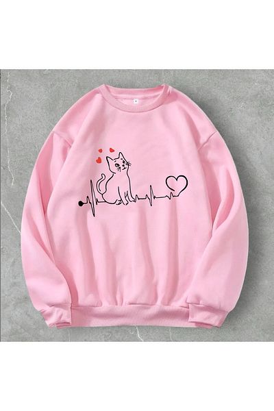 MAGORS STIL-X LOVE WITH CAT PRINTED CREWNECK OVERSIZE ΦΟΥΤΕΡ ΜΕ ΤΡΕΙΣ ΚΛΩΣΤΕΣ