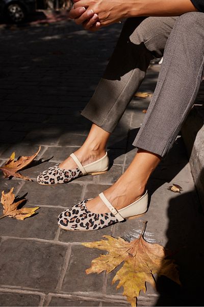ANGELİNA JONES Rivas Women's Beige Leopard True Leather Shoes