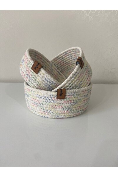 Cotton Wicker Basket Set,Jute Rope Basket,Bathroom Organizer 100% Natural Stitched 3 Pieces