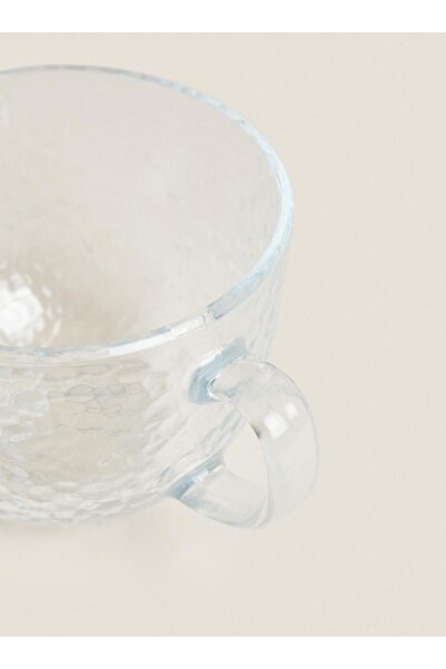 İpek Züccaciye 2 li Kabartmalı Desenli Cam Bardak - Fincan - Çorba Kupası