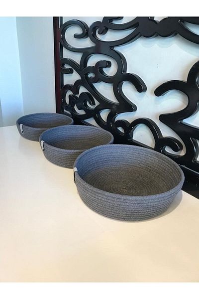 GLASS HOME Kitchen and Bathroom Organizer - Gray Wicker Basket, Multi-Purpose Set, Towel Basket