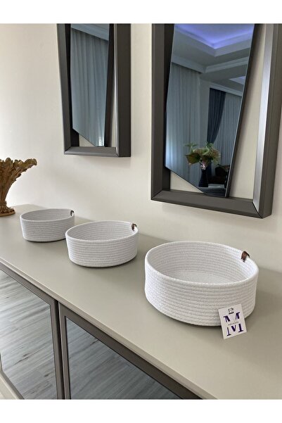 TZR GROUP Σετ 3 Ψάθινα καλάθια - Χειροποίητα, Οργανωτής Μπάνιου και Κουζίνας