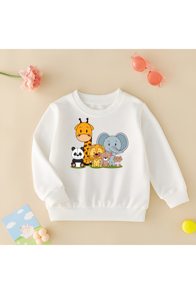 CDA Cute Animals Team Unisex Baby Girl Boy Λευκό φούτερ