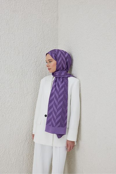 VALORSCARF Purple Blue Herringbone Pattern Jacquard Shawl