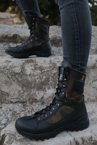 BZ Moda BZ999 Ορθοπεδική Σόλα Ανδρικά Μποτάκια Καμουφλάζ - Μαύρα