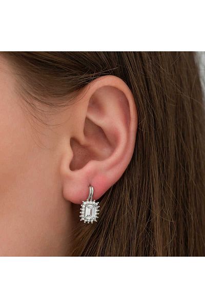 Skygo Emerald Cut Silver Crab Earrings
