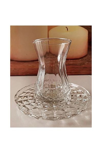 YenisiniAl Alin Adela 6-Piece Glass Tea Plate Tea Plate Base Royaleks-Ryg8030
