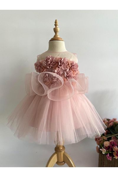 miaras baby Flower Patterned Evening Dress for 2-6 Years Old Girls
