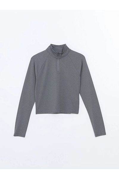 LC Waikiki XSIDE ACTIVE Anthracite Melange Stand Collar Γυναικείο αθλητικό μπλουζάκι
