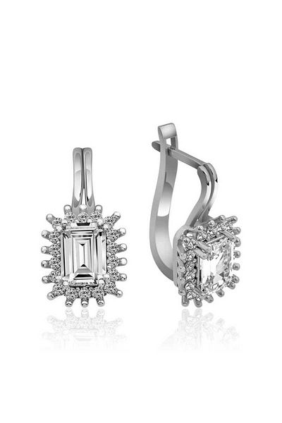 Skygo Emerald Cut Silver Crab Earrings