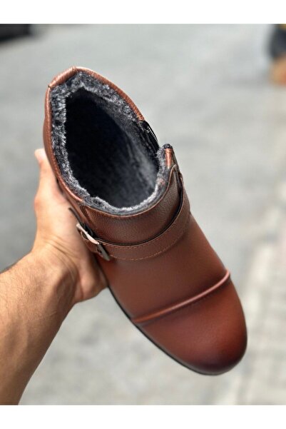 GERALT TABA RENK KÜRKLÜ FERMUARLI KAYMAZ TABAN ORTOPEDİK SU VE SOĞUK GEÇİRMEZ ERKEK BOT